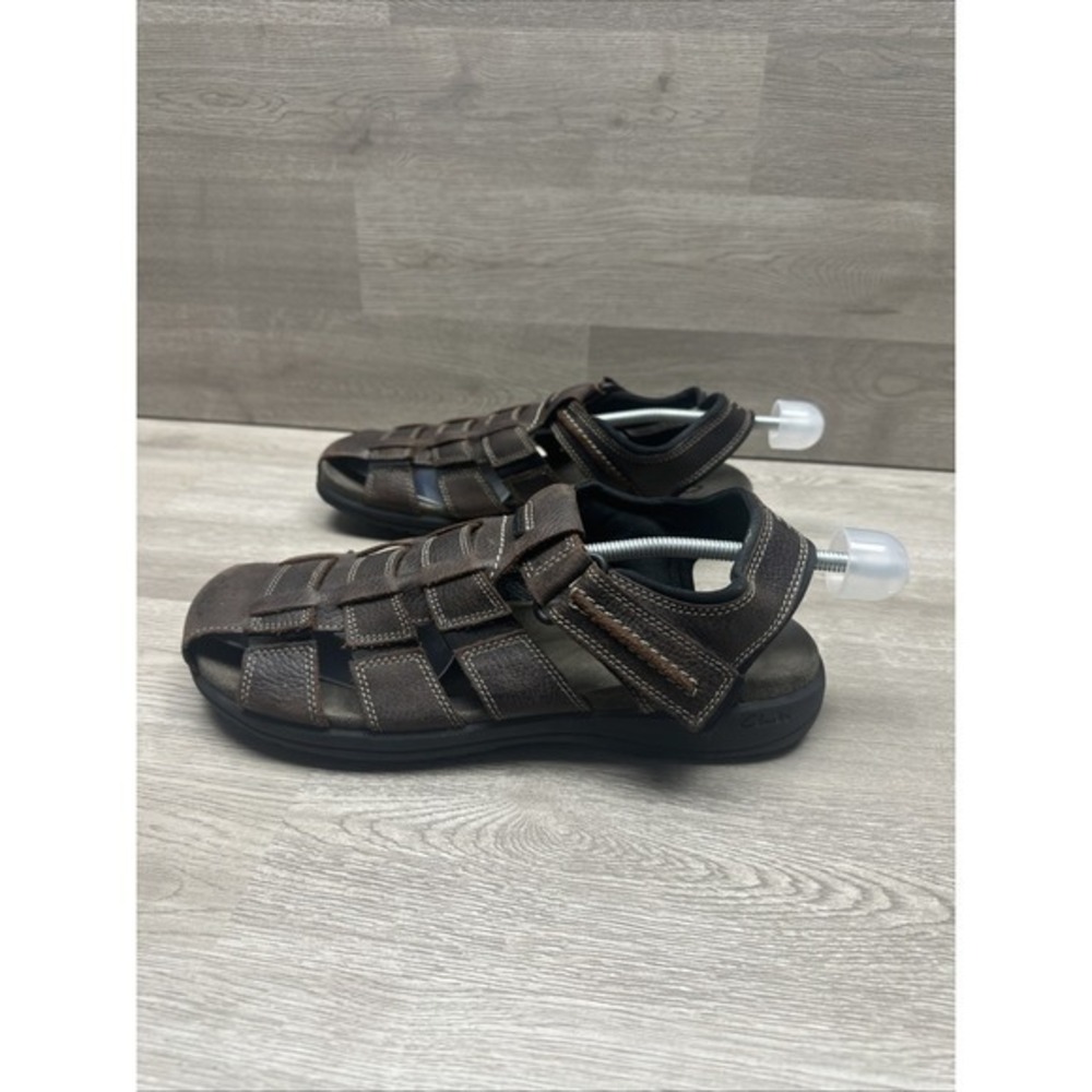 CLARKS Walkford Fisherman Sandals Men's Size 11 M Brown Leather Boat Shoes - Picture 4 of 12